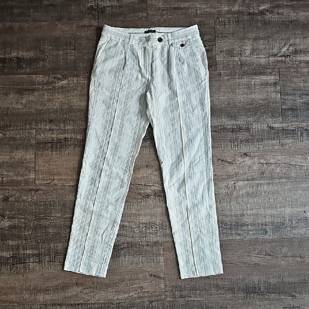 Massimo Dutti Linen Striped Pants